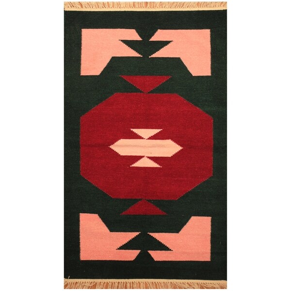 Handmade One-of-a-Kind Chenille Flatweave Rug (India) - 3'2 x 5'
