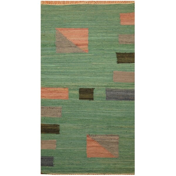 Handmade One-of-a-Kind Wool Kilim (India) - 3' x 5'3