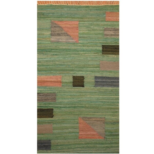 Handmade One-of-a-Kind Wool Kilim (India) - 3' x 5'5
