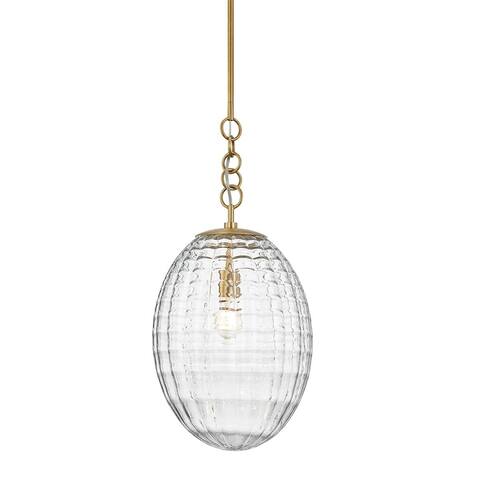 Hudson Valley Venice 1-light Aged Brass Large Pendant, Clear Optic Glass
