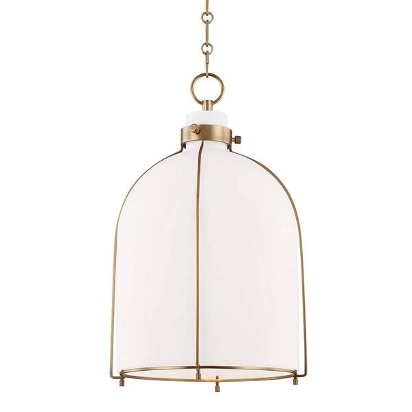 slide 1 of 1, Hudson Valley Eldridge 1-light Aged Brass Pendant, Opal Shiny Glass