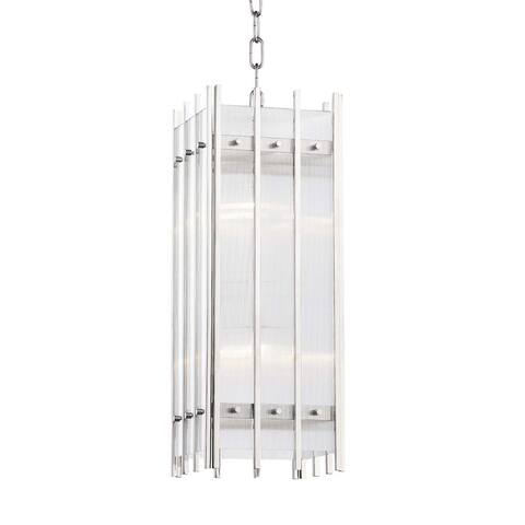 Hudson Valley Wooster 4-light Polished Nickel Small Pendant, Clear Glass Plate