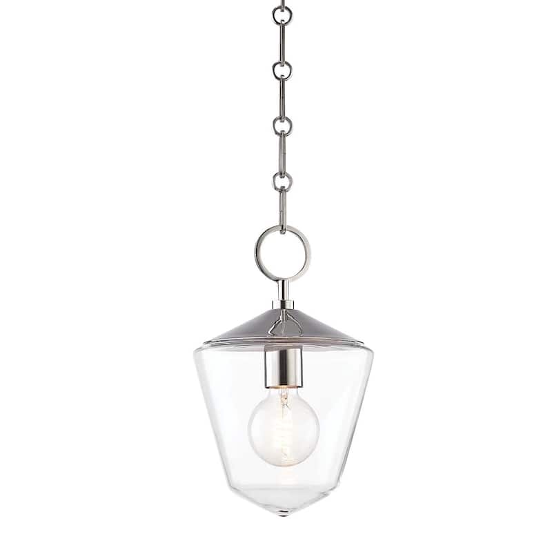 Hudson Valley Greene 1-light Polished Nickel Small Pendant, Clear Glass