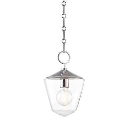 Hudson Valley Greene 1-light Polished Nickel Small Pendant, Clear Glass
