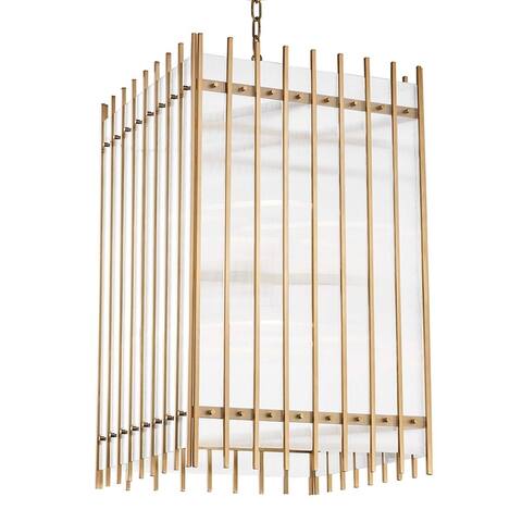 Hudson Valley Wooster 8-light Aged Brass Large Pendant, Clear Glass Plate