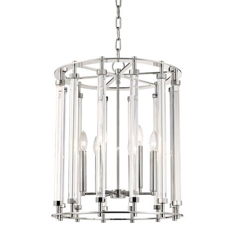 Hudson Valley Haddon 6-light Polished Nickel Pendant, Clear Glass Rod