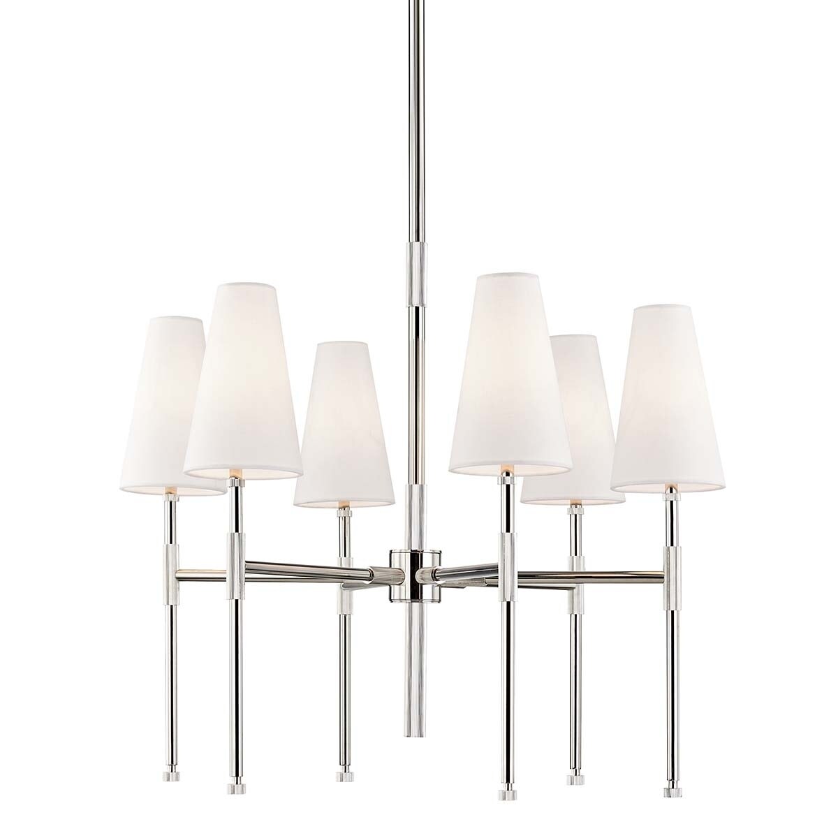 Hudson Valley Bowery 6-light Polished Nickel Chandelier, White Linen - Chandeliers For Bedrooms by Overstock.com