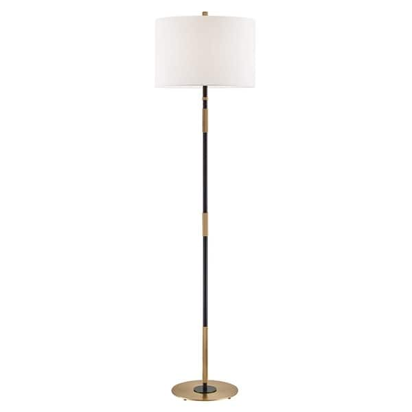 Hudson Valley Bowery 1-light Aged Old Bronze Floor Lamp, White Linen ...