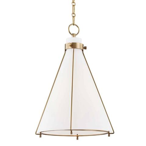 Hudson Valley Eldridge 1-light Aged Brass Pendant, Opal Etched Glass