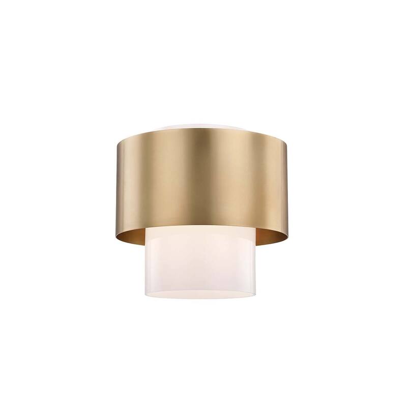 Hudson Valley Corinth 1-light Aged Brass Flush Mount, Opal Shiny Glass