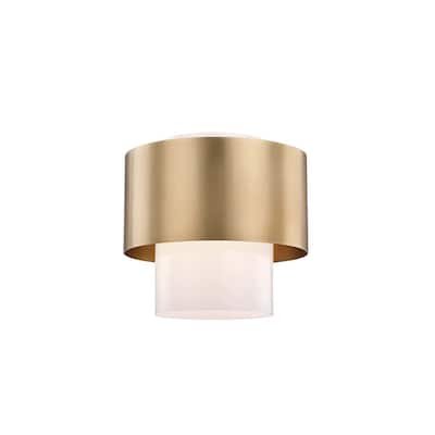 Hudson Valley Corinth 1-light Aged Brass Flush Mount, Opal Shiny Glass