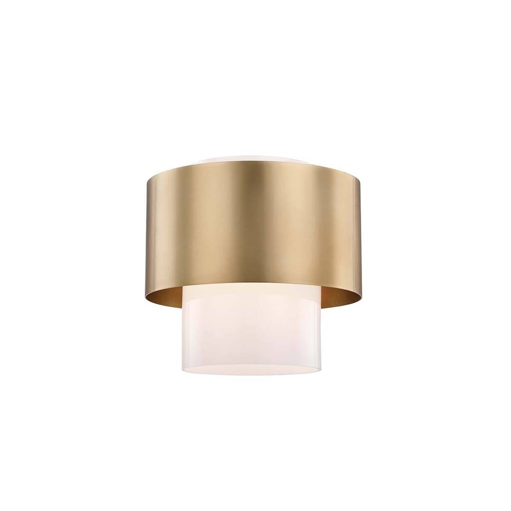 Hudson Valley Corinth 1-light Aged Brass Flush Mount, Opal Shiny Glass