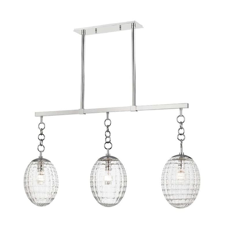 Hudson Valley Venice 3-light Polished Nickel Island Light, Clear Optic Glass