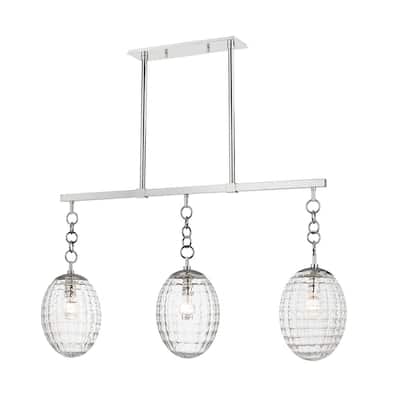 Hudson Valley Venice 3-light Polished Nickel Island Light, Clear Optic Glass