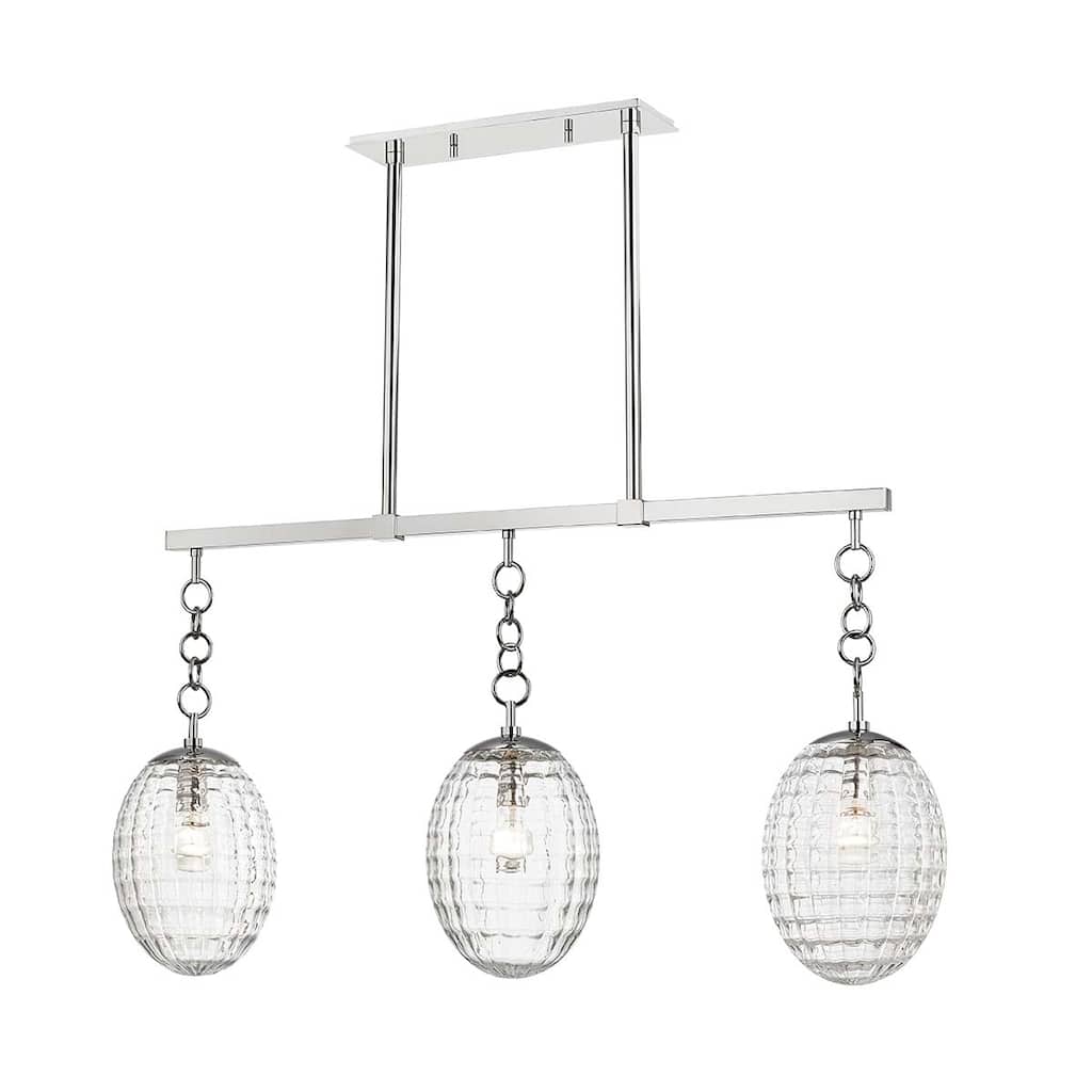 Hudson Valley Venice 3-light Polished Nickel Island Light, Clear Optic Glass