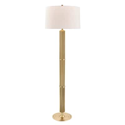 Hudson Valley Tompkins 1-light Aged Brass Floor Lamp, White Linen
