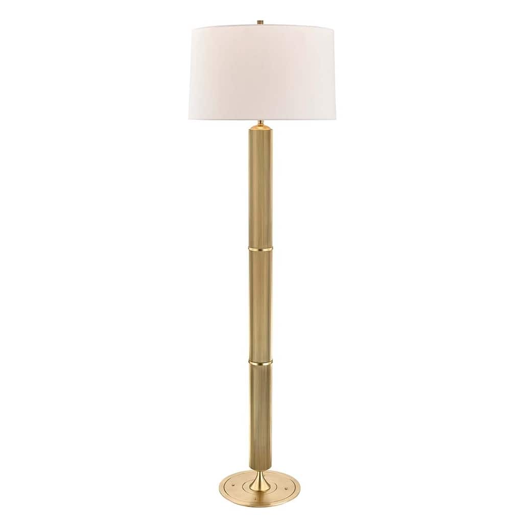 Hudson Valley Tompkins 1-light Aged Brass Floor Lamp, White Linen