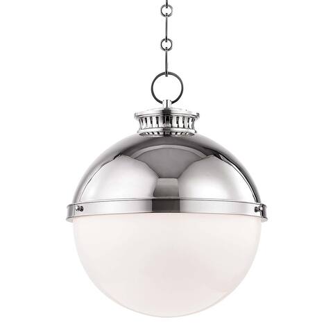 Hudson Valley Latham 1-light Polished Nickel Large Pendant, Opal Shiny Glass