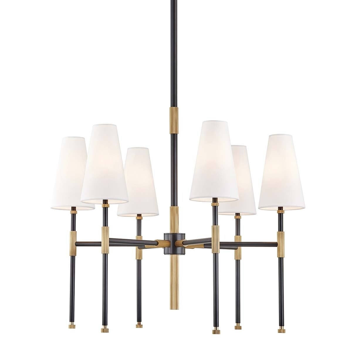 Hudson Valley Bowery 6-light Aged Old Bronze Chandelier, White Linen - Chandeliers For Bedrooms by Overstock.com