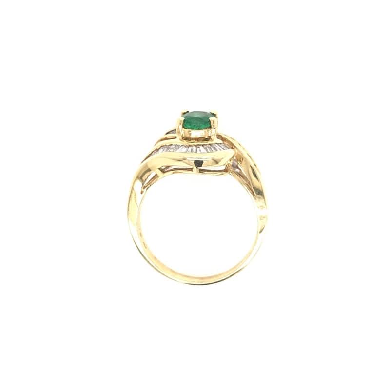 Kabella Emerald and Tapered Diamond Ring Size - 6.25