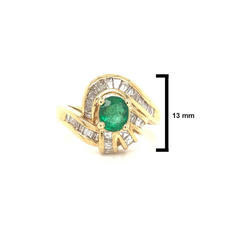 Kabella Emerald and Tapered Diamond Ring Size - 6.25