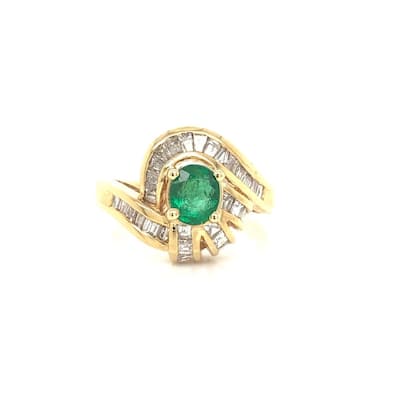 Kabella Emerald and Tapered Diamond Ring Size - 6.25