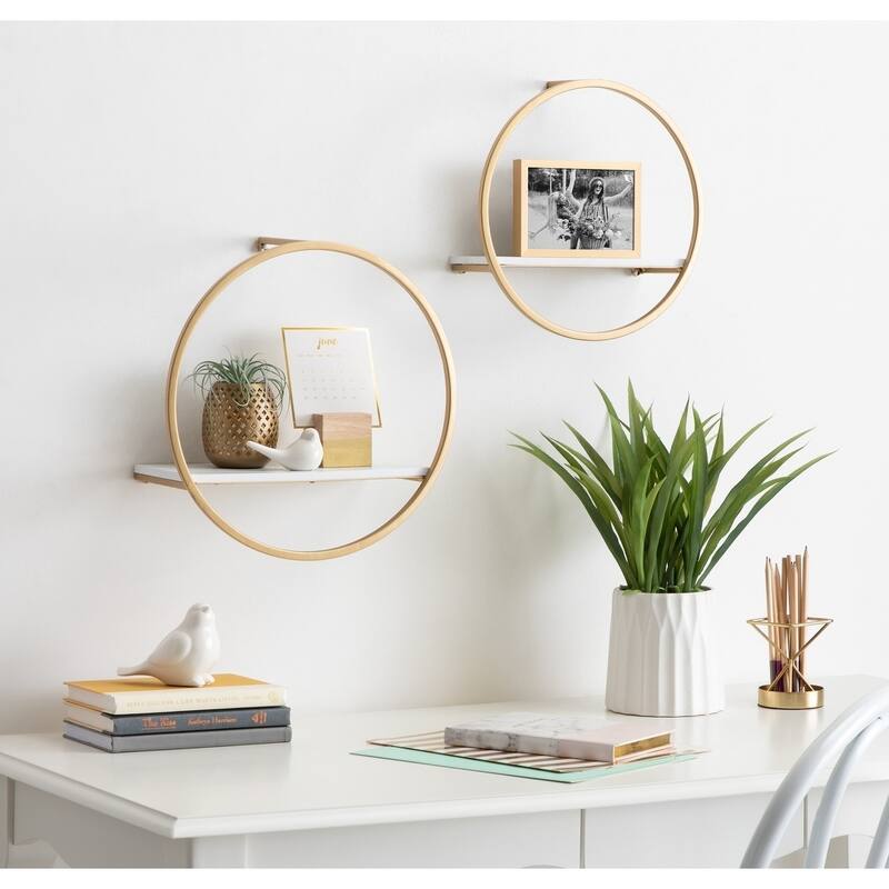 Kate and Laurel Wicks Round Floating Wall Shelf