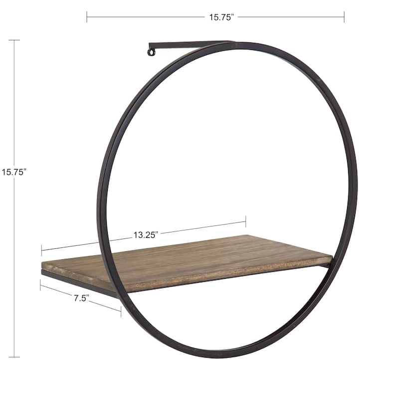 Kate and Laurel Wicks Round Floating Wall Shelf