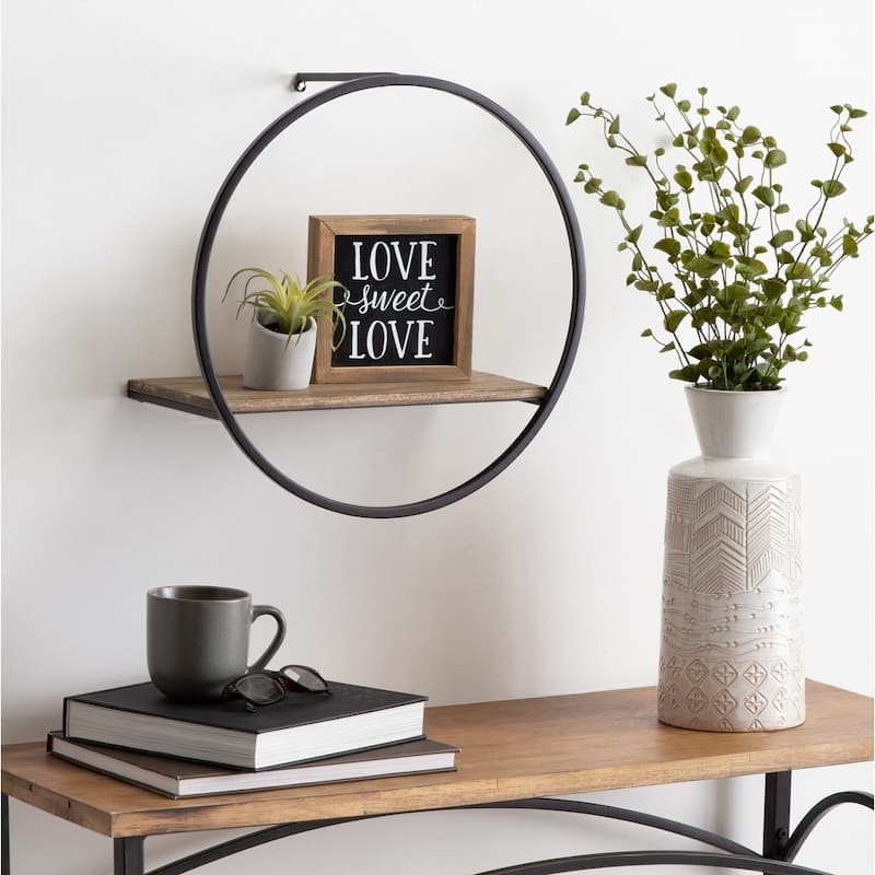 Kate and Laurel Wicks Round Floating Wall Shelf