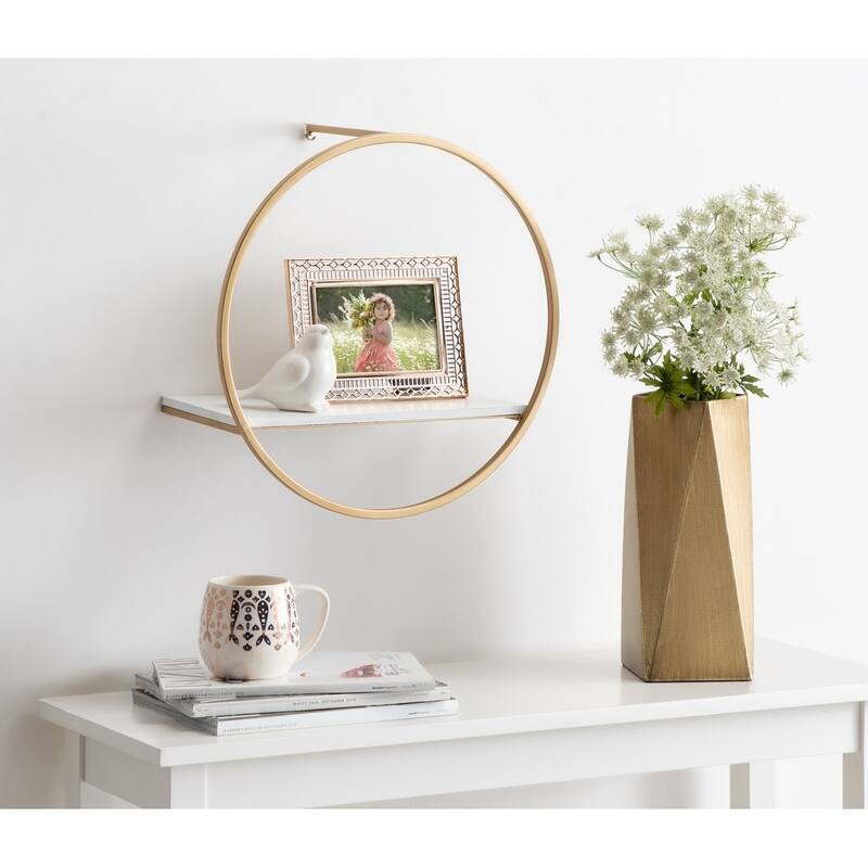 Kate and Laurel Wicks Round Floating Wall Shelf