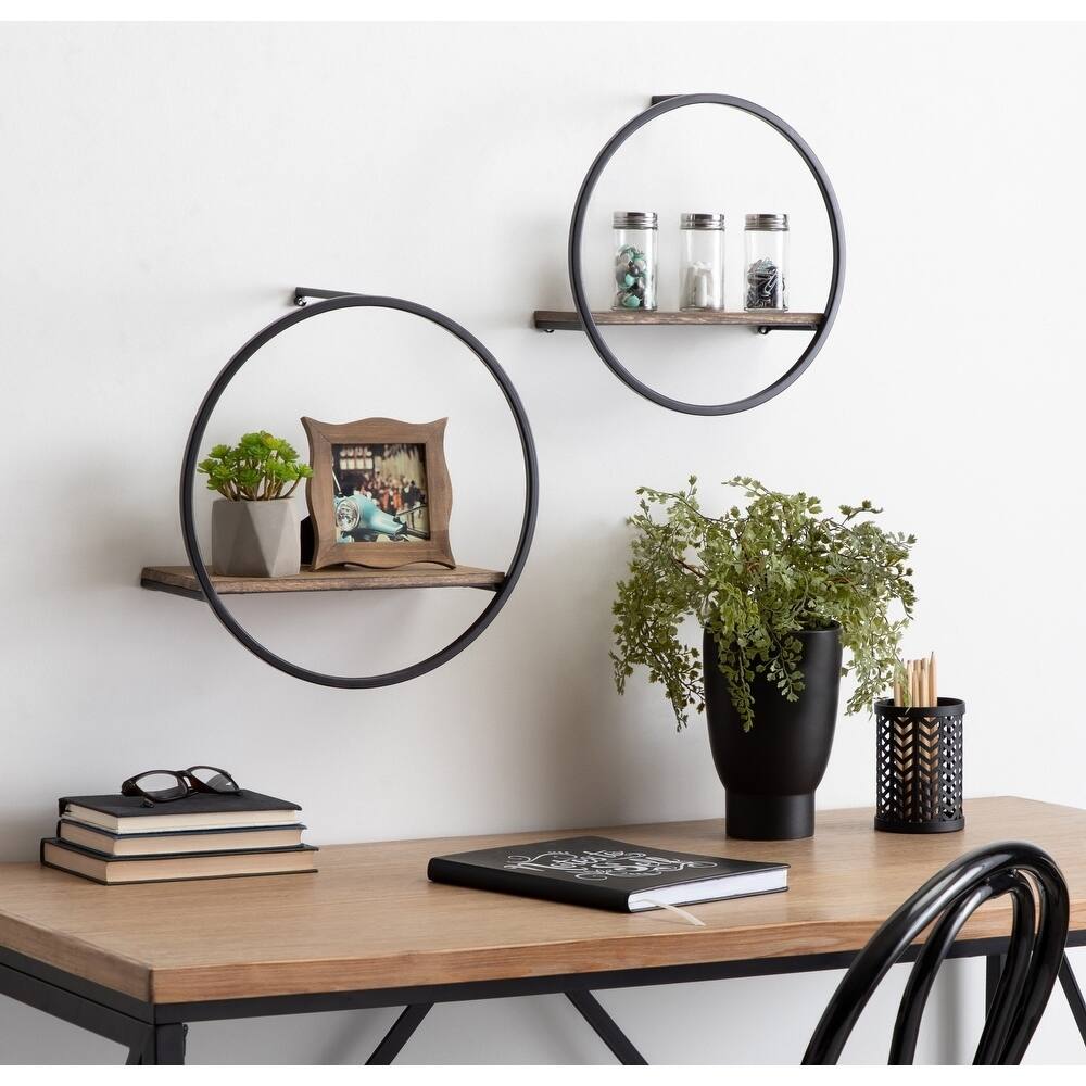 Kate and Laurel Wicks Round Floating Wall Shelf