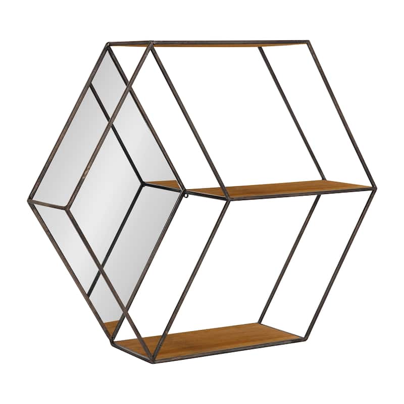 Kate and Laurel Lintz Hexagon Shelves - 26x7x23 - Brown