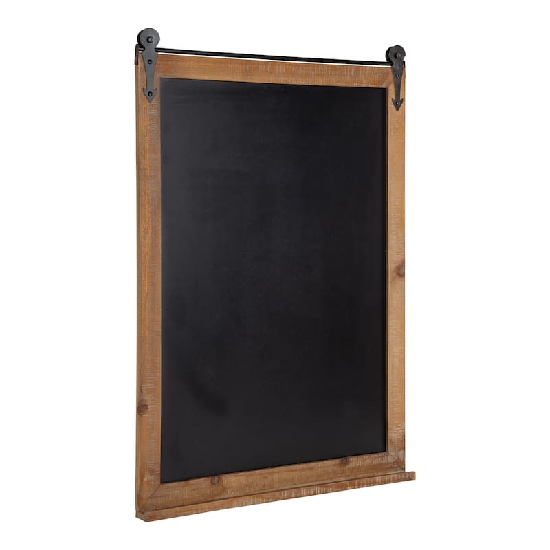 Kate and Laurel Cates Barn Door Wood Framed Chalkboard - 21.5x32 - Rustic Brown