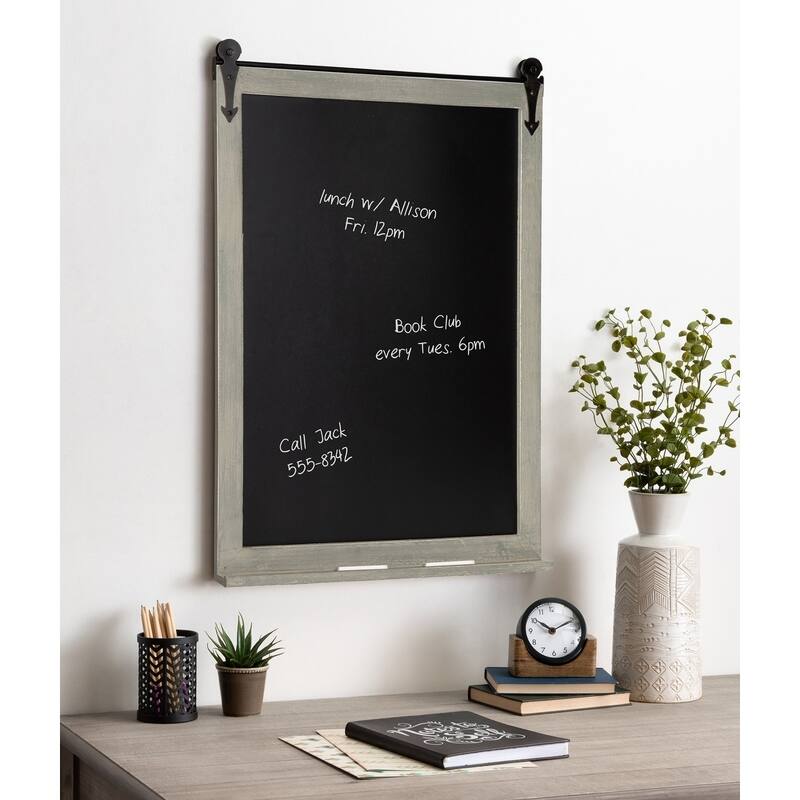 Kate and Laurel Cates Barn Door Wood Framed Chalkboard - 21.5x32