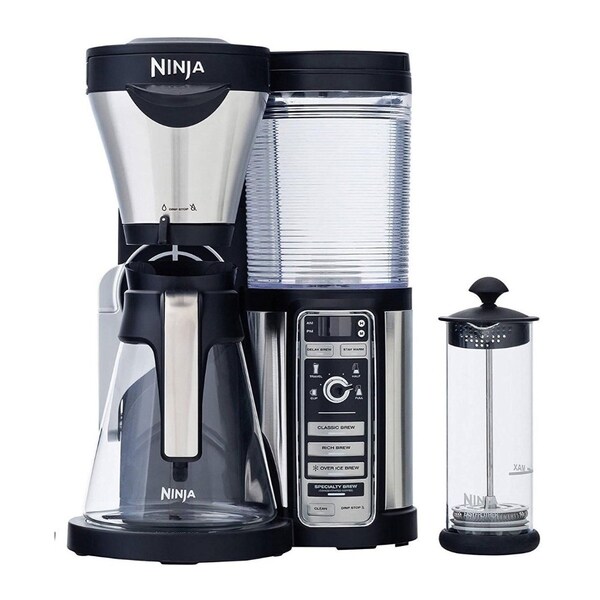 Ninja Coffee Bar Brewer, 43oz Glass Carafe w/ Milk Frother, Black/Chrome (CF081) (Certified Refurbished)