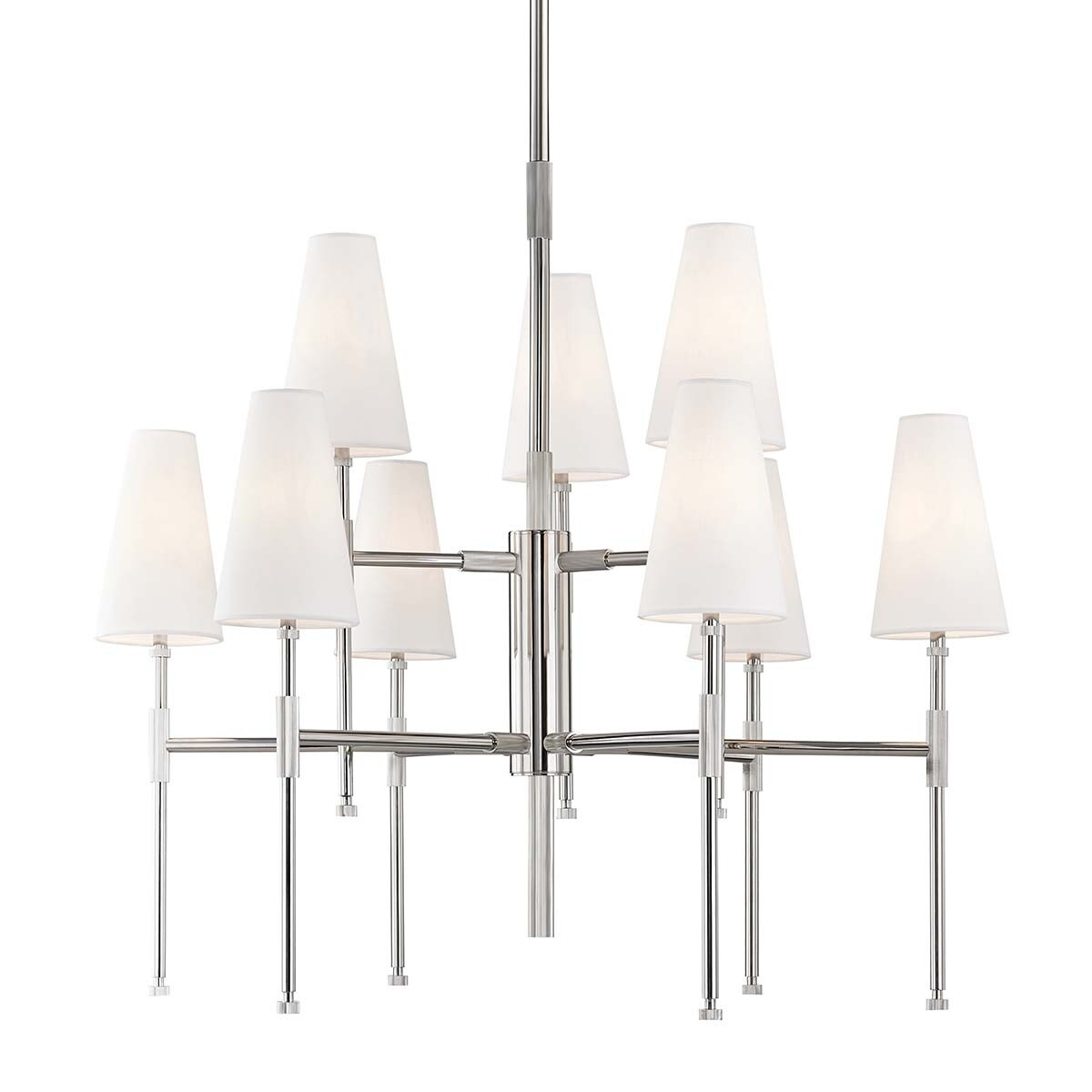 Hudson Valley Bowery 9-light Polished Nickel Chandelier, White Linen - Chandeliers For Bedrooms by Overstock.com