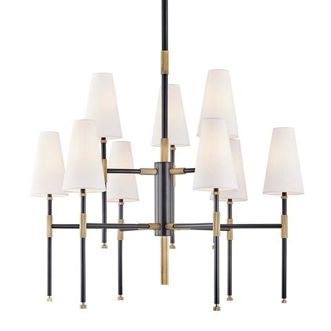 Hudson Valley Bowery 9-light Aged Old Bronze Chandelier, White Linen