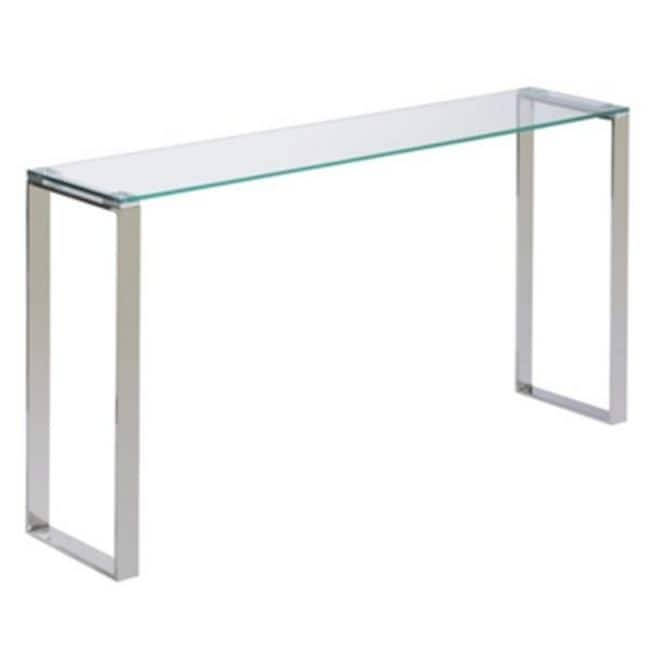 Chrome Finish Glass Console Table - Glass - Clear