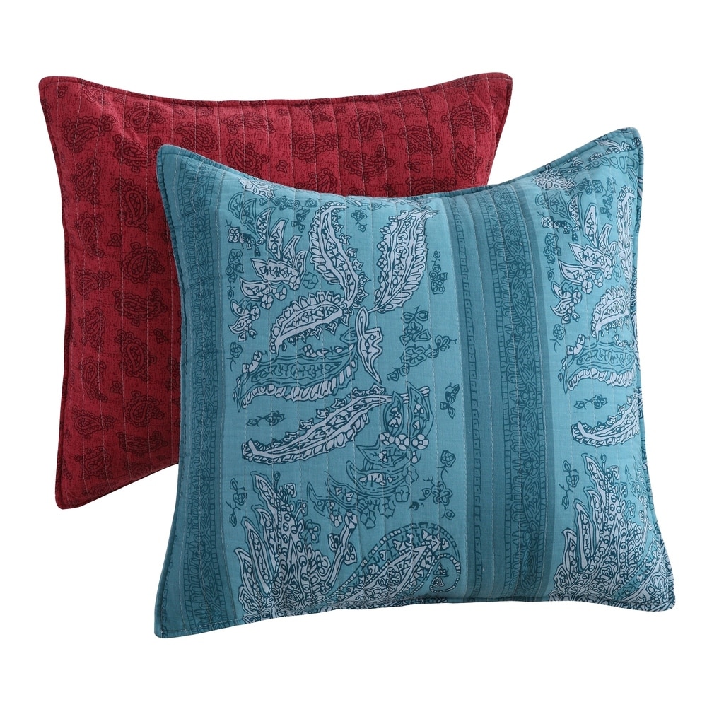 Artisan Pillows 18-inch Indoor/Outdoor Geometric Paisley in Blue Red -  Throw Pillow (Set of 2) - Bed Bath & Beyond - 17008335