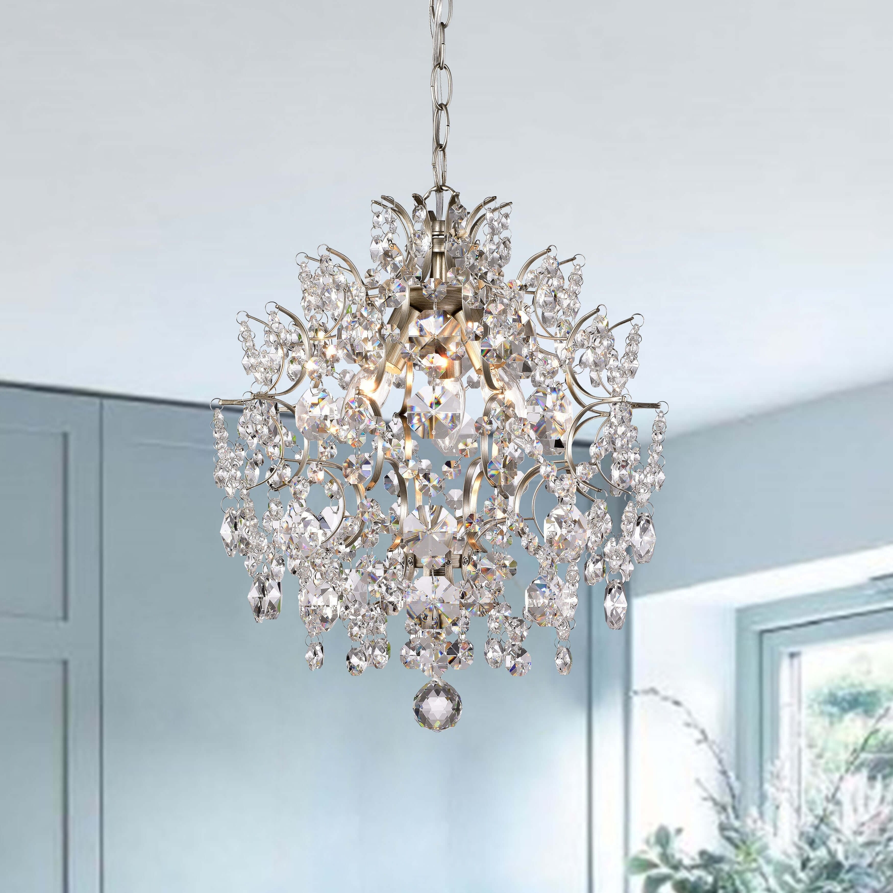 Dalia Indoor 3-light Brushed Champagne Crystal Chandelier - Chandeliers For Bedrooms by Overstock.com