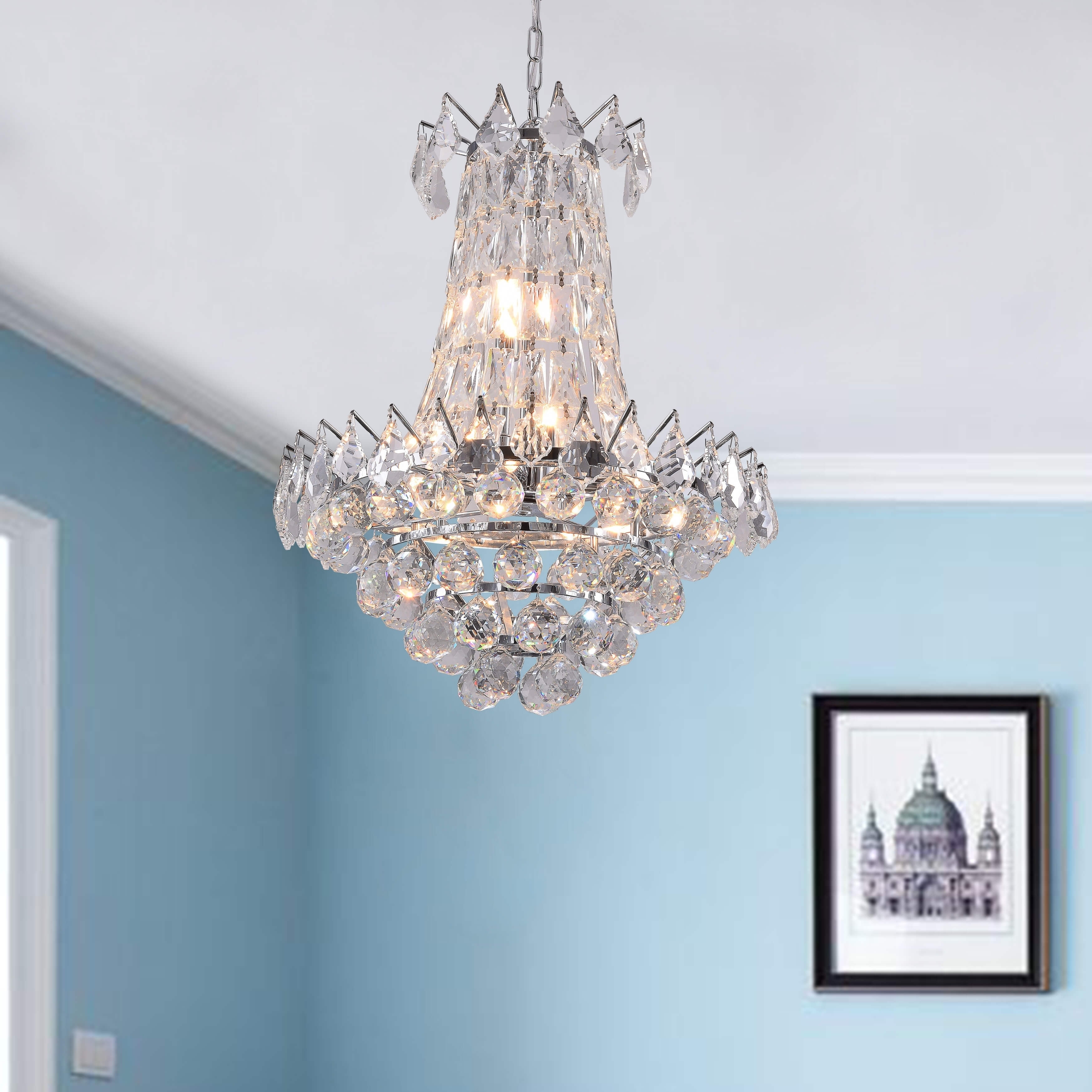 Lluvia Chrome 6-light Crystal Chandelier - Chandeliers For Bedrooms by Overstock.com