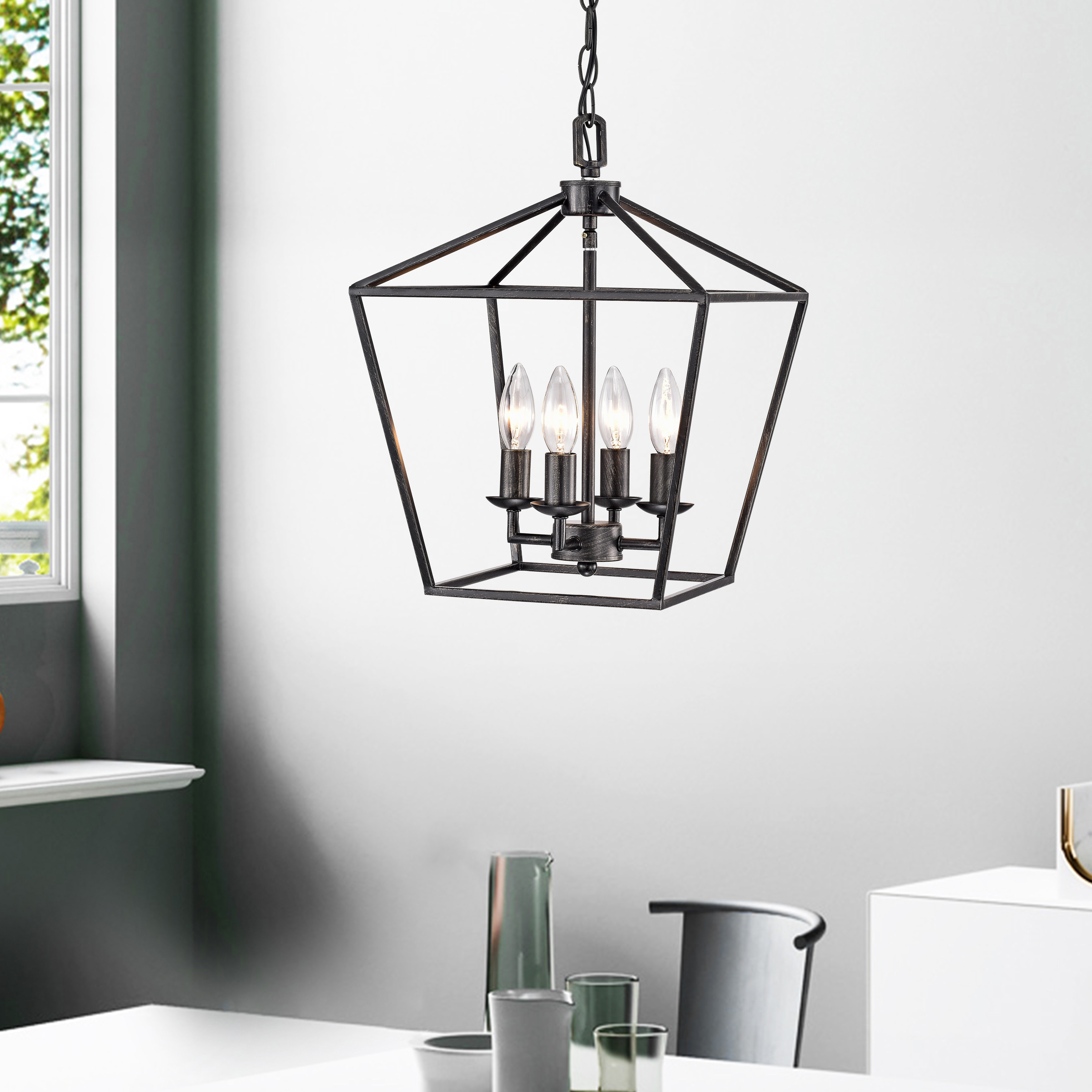 Ashley Antique Black 4-light Iron Cage Chandelier - Chandeliers For Bedrooms by Overstock.com