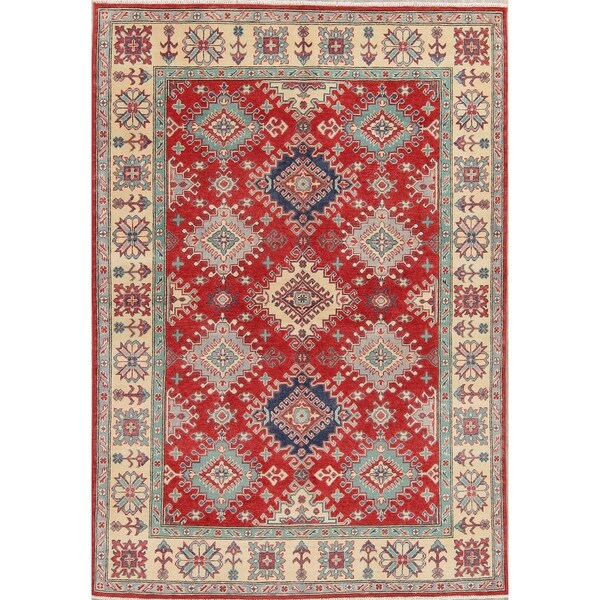 Pakistani Wool Chechen-Kazak Hand-Knotted Traditional Area Rug - 8'2" x 5'7"