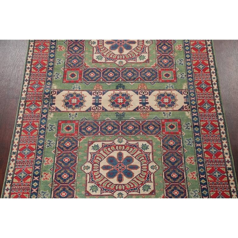Pakistan Hand Knotted Wool Kazak-Chechen Oriental Runner Rug - 18'8" x 5'3" Runner