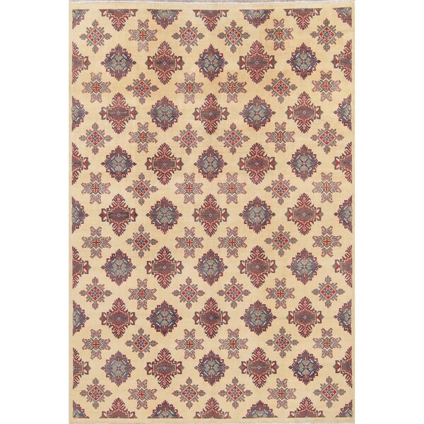 Chechen-Kazak Hand-Knotted Pakistan Vegetable Dye Oriental Area Rug - 9'9" x 6'9"