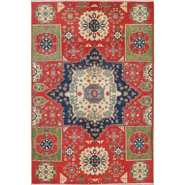 Traditional Kazak-Chechen Hand Knotted Pakistan Oriental Area Rug - 8'0" x 5'6"