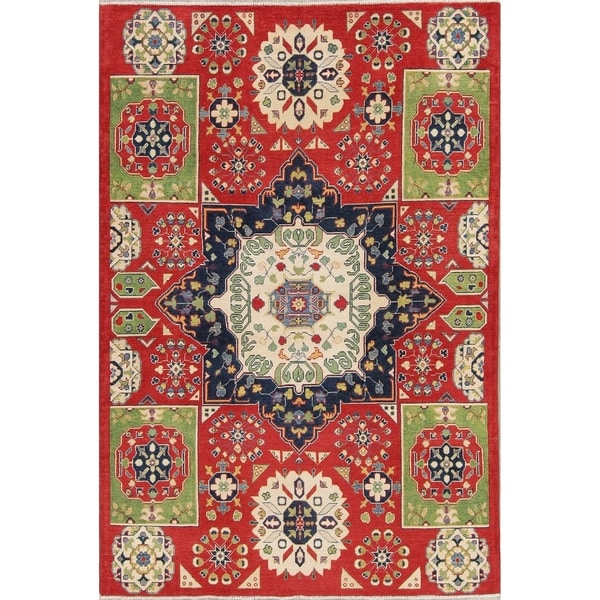 Tradtional Pakistan Kazak Hand-Knotted Wool Oriental Area Rug - 9'0" x 6'1"