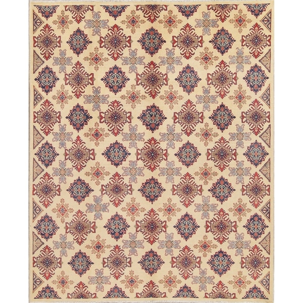 Chechen-Kazak Pakistan Traditional Hand Knotted Oriental Area Rug - 9'9" x 8'0"