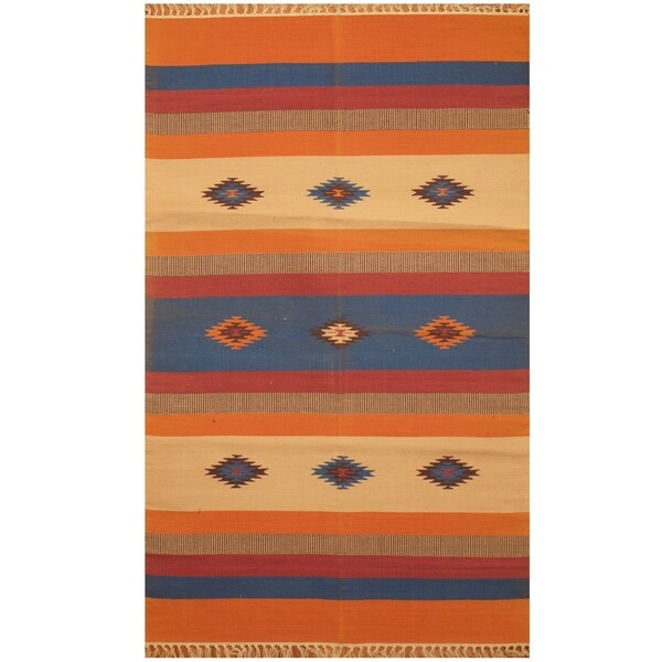 Handmade One-of-a-Kind Wool Kilim (India) - 3' x 5'