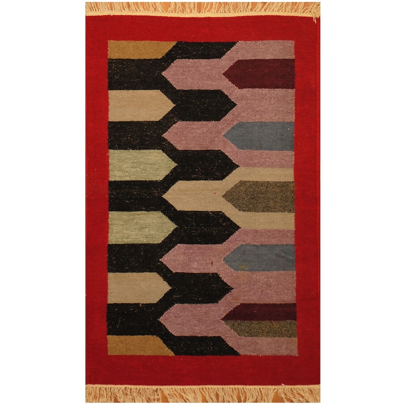 Handmade One-of-a-Kind Chenille Flatweave Rug (India) - 2'5 x 3'10